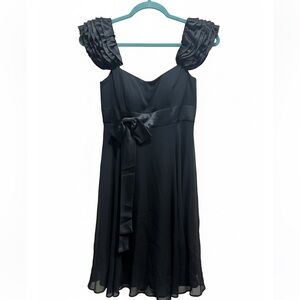 Basix Vintage Black Dress with Ruffled Shoulders